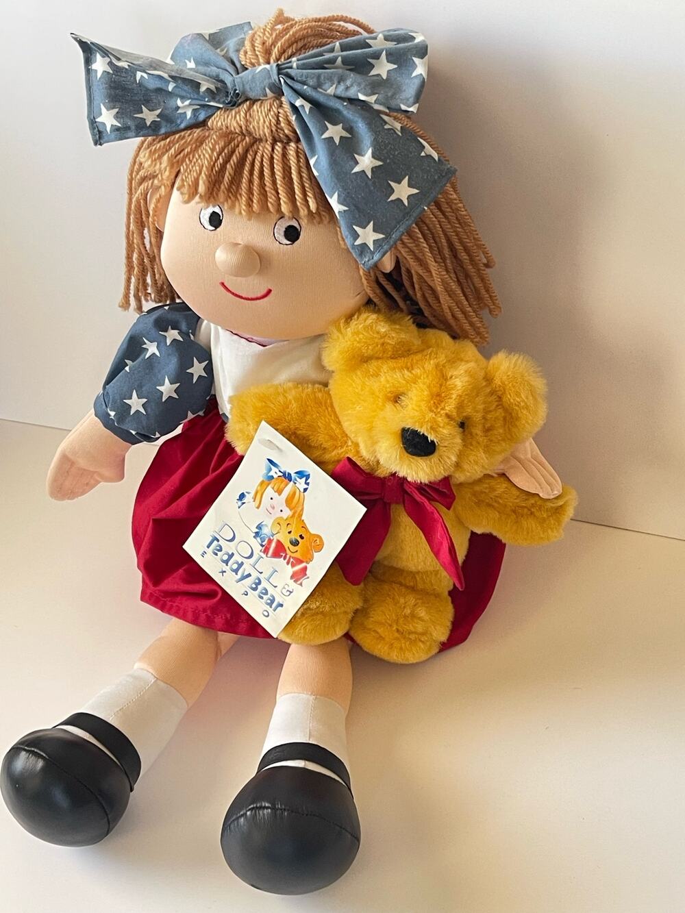 Vintage Treasures Inc Plush Rug Doll With Bear 1996